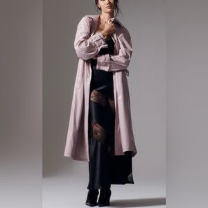 Anthropologie Maeve Patent Faux Leather Trench Coat, Size S/M